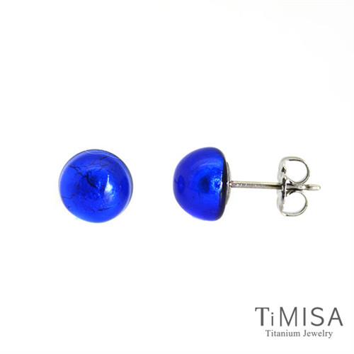 【TiMISA】點點繽紛 藍琉璃 純鈦耳環一對