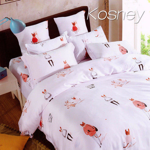 【KOSNEY】貓小姐的閒   加大100%天絲TENCE六件式兩用被床罩組