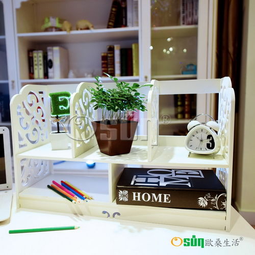 【Osun】木塑板 歐式白色雕花經典巴洛克桌上型書架(CE-178_BLK60)