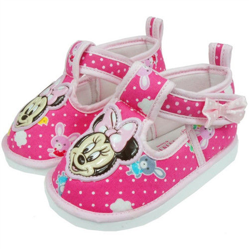 布布童鞋 Disney迪士尼米妮米老鼠點點布面軟底粉色寶寶學步鞋 [MA9203G ] 粉紅款