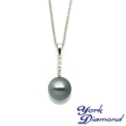 約克鑽石-天然大溪地南洋黑珍珠真鑽項鍊/墜子(11mm) 