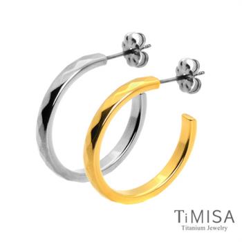 【TiMISA】格緻真愛-細版(雙色) 純鈦耳環一對