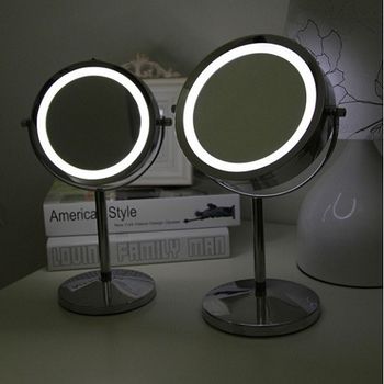 【協貿】7吋超亮LED燈鏡金屬帶燈化妝鏡台式雙面梳妝鏡