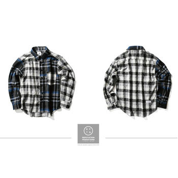 RPTN Vintage Little Plaid Splice Shirt - 拼接點點格紋襯衫 / 藍-行動
