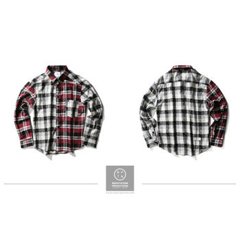 RPTN Vintage Little Plaid Splice Shirt - 拼接點點格紋襯衫 / 紅-行動