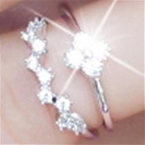 【米蘭精品】925純銀戒指鑲鑽銀飾雙層四葉草造型獨特美艷