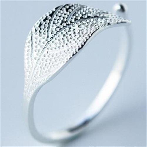 【米蘭精品】925純銀戒指銀飾樹葉造型唯美精緻