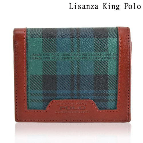【Lisanza King Polo】 格紋對折短夾-綠格