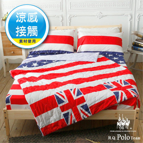 【R.Q.POLO】國旗風 涼粉系列-雙人加大涼被床包四件組(6X6.2尺)