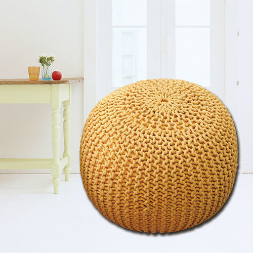 印度手工編織泡芙椅-黃