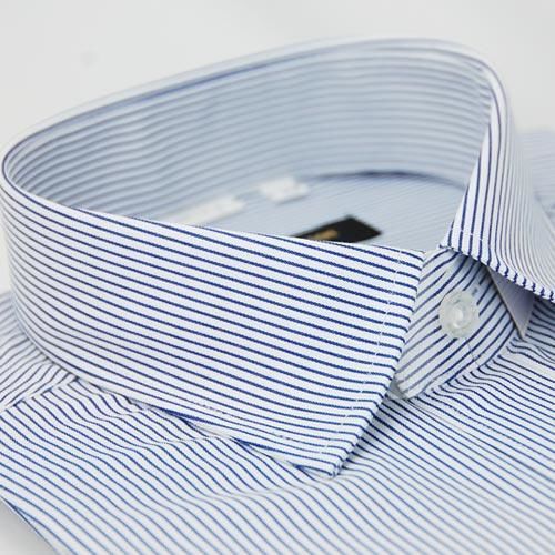 任-【金安德森】藍色條紋窄版短袖襯衫