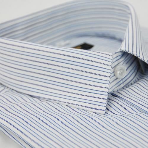 任-【金安德森】藍色條紋窄版短袖襯衫