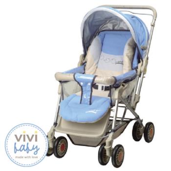 【vivibaby】 全罩大型雙向嬰兒手推車(藍/紅) 手推車 嬰兒車