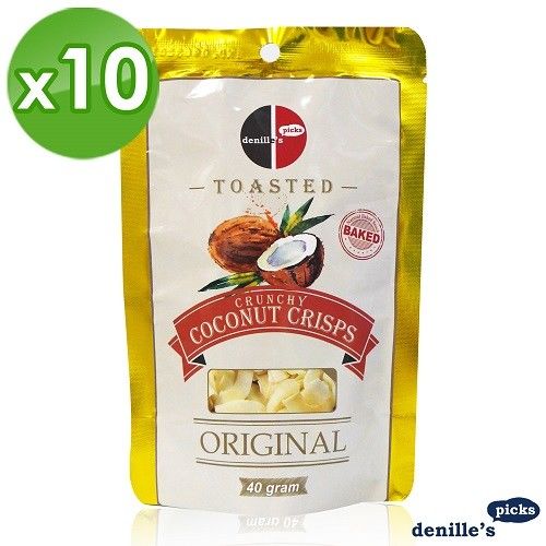 【denilles picks】薄烤椰子脆片-原味(40公克*10包)泰國原裝進口