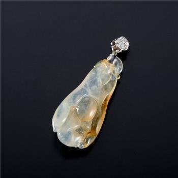【森茂珠寶】緬甸天然翡翠A貨 飄金絲人參(生)如意墜子 B8865