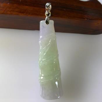 【森茂珠寶】緬甸天然翡翠A貨 春帶彩步步高昇墜子 B1081