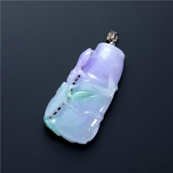 【森茂珠寶】天然翡翠A貨 春帶彩步步高昇墜子 F1833