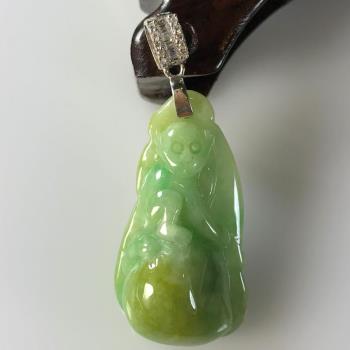 【森茂珠寶】緬甸天然翡翠A貨 三彩福在眼前墜子 F1820
