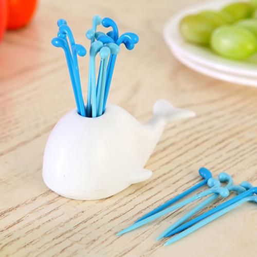 【香草花園】療癒系萌萌鯨創意水果叉/點心叉/三明治叉