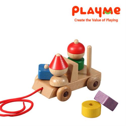 PlayMe歡樂禮物車 木製拖拉玩具