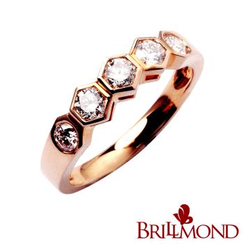 【BRILLMOND】50分 18K玫瑰金 永恆不變線戒(天然鑽石總重50分)