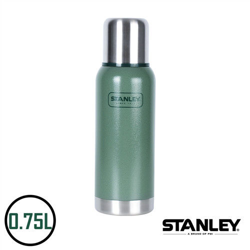 【美國Stanley】不鏽鋼保溫瓶／冒險真空保溫瓶 0.75L(錘紋綠)