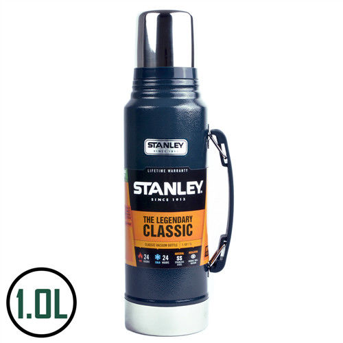 【美國Stanley】不鏽鋼保溫瓶／經典真空保溫瓶 1.0L(錘紋藍)