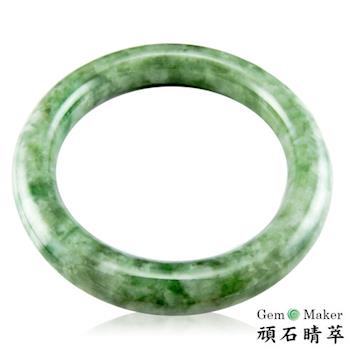 GemMaker頑石睛萃 豆種全青天然翡翠手鐲 12mm(17~18圍 )