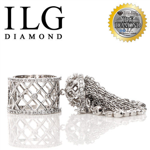 ILG鑽頂級八心八箭擬真鑽石戒指-綴入情迷款 RI089 鏤空尾戒