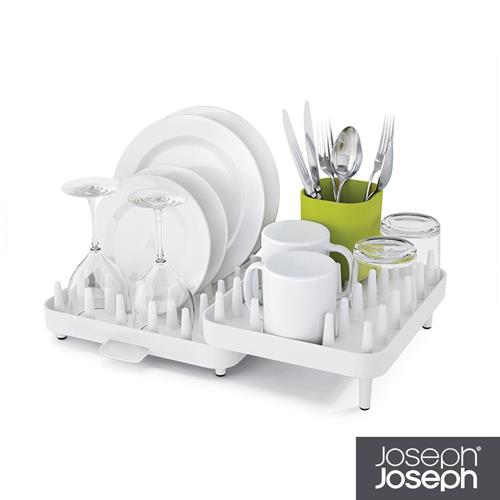 Joseph Joseph 可調式碗盤瀝水架三件組(白綠)