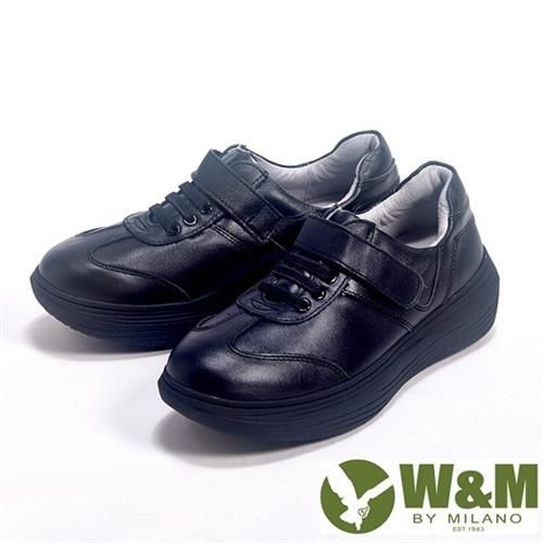 【W&M】FIT系列 簡約氣墊增高休閒女鞋-黑