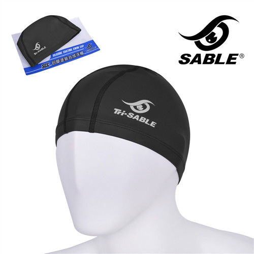 【黑貂SABLE】矽膠塗裝合成泳帽(黑色)
