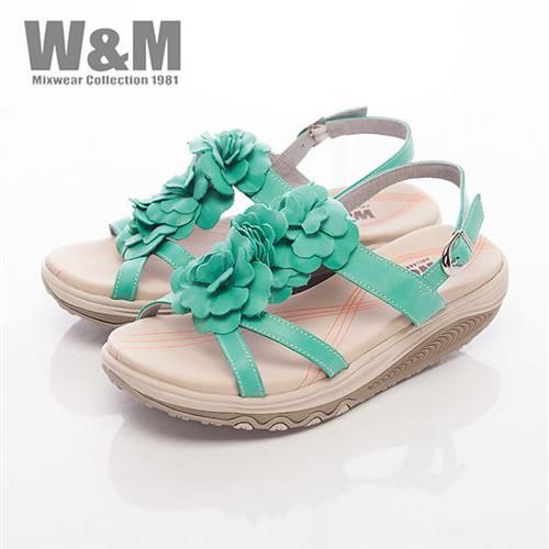 【W&M】FIT 三花造型健走族健塑鞋扣環女鞋-綠(另有桃粉)