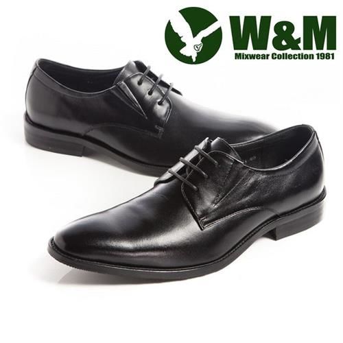 【W&M】2014都會紳仕真皮系列 正裝男仕綁帶皮鞋-黑