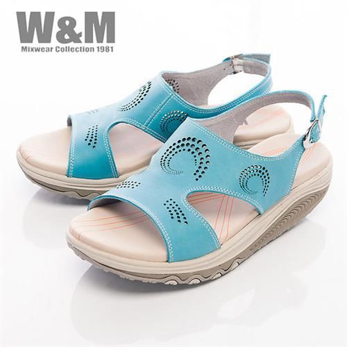 【W&M】FIT 螺旋洞洞造型健走族健塑鞋扣環女鞋-藍(另有黃)