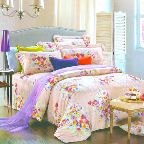 【Betrise艾菲爾花園】雙人100%天絲TENCEL四件式鋪棉兩用被床包組