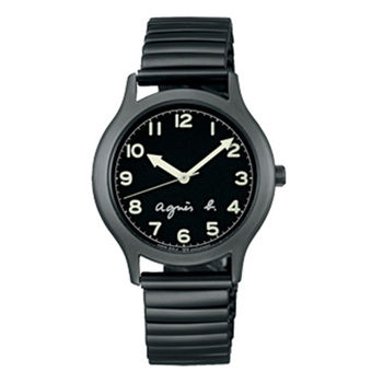 《agnes b.》25周年紀念 時尚簡約定番腕錶-黑x灰/34mm (VJ21-KR00D/BH8018X1)