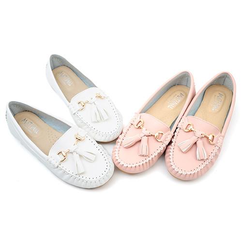 【cher美鞋】 純色流蘇軟皮舒適鞋♥粉色/白色♥9113-03
