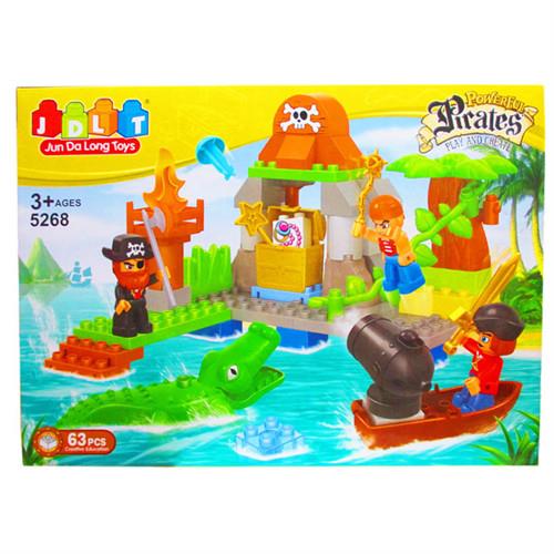 【孩子國】海盜騎兵益智創意積木(藏寶箱63pcs)