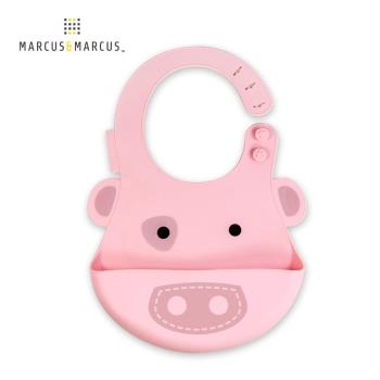 【MARCUS&MARCUS】動物樂園矽膠立體圍兜-粉紅豬