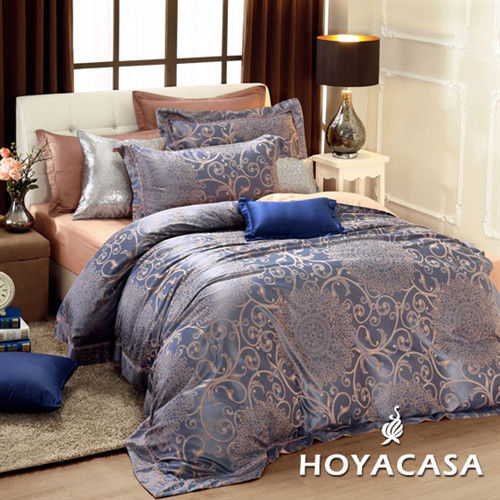 HOYACASA亞斯特 雙人四件式天絲緹花被套床包組