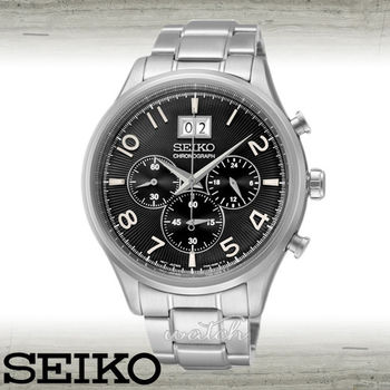 【SEIKO 精工】不敗錶款 經典紳士 三眼不鏽鋼男錶(SPC153P1)