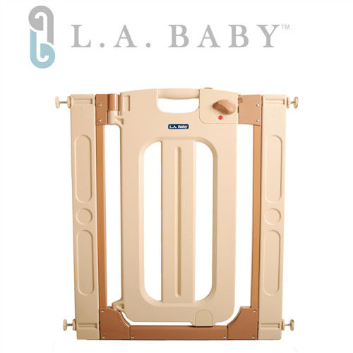 美國 L.A. Baby 雙向自動上鎖安全圍欄/門欄/柵欄(贈兩片延伸件)米黃色
