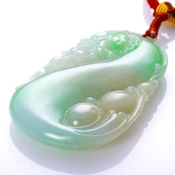 緬甸天然翡翠A貨 帶翠飛龍在天翡翠吊墜 022413