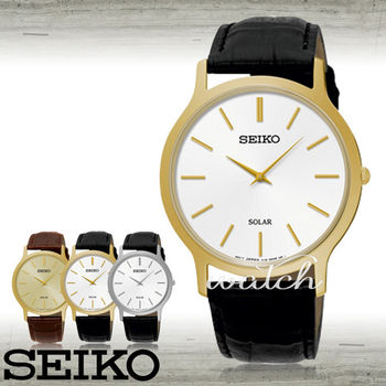 【SEIKO 精工】經典紳士皮革太陽能男錶 鏡面3.7cm(SUP872P1)