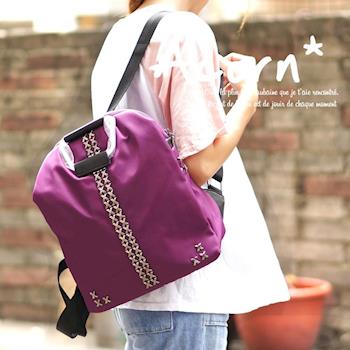 【Acorn*橡果】韓版學院鉚釘牛津布防水後背包6541(紫色)