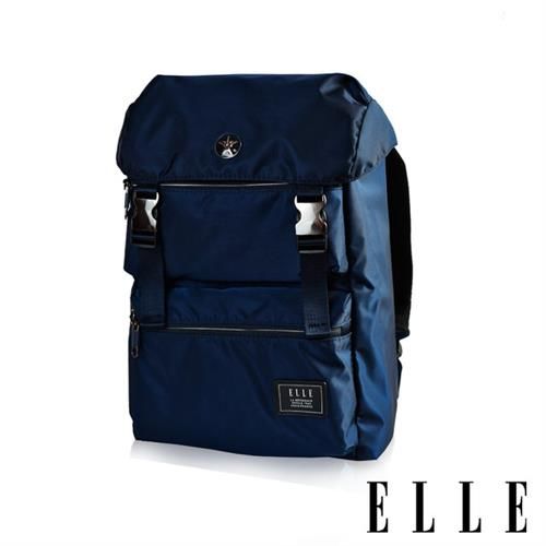 【ELLE HOMME】獨特巴黎鐵塔設計休閒風格 機能後背包(藍 EL83881-42)