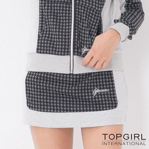  【TOP GIRL】經典千鳥格休閒褲裙-女(淺麻灰)