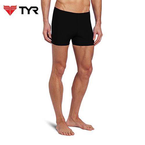 美國TYR男用四角黑色訓練款泳褲Solid Boxer Trunk