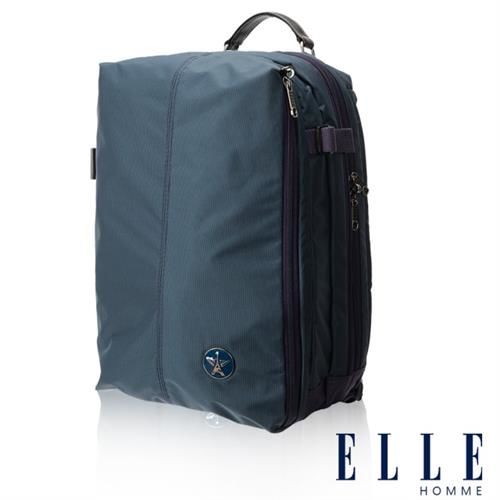 【ELLE HOMME】時尚巴黎風格14吋筆電扣層輕量防潑水休閒後背包(淺藍色 EL83841-08)